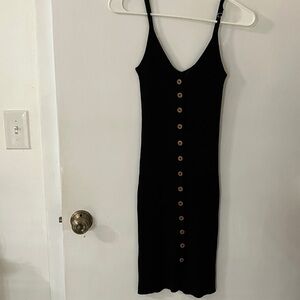 Forever 21 Black Midi Dress with Button Detail